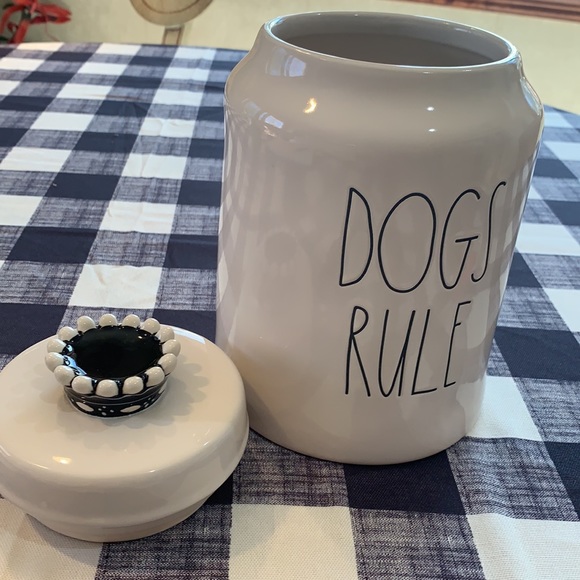 New Rae Dunn DOGS RULE Crowned Top Lid Canister - Picture 5 of 9